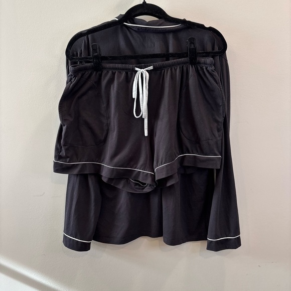 Flora Long Sleeve Button Up and Shorts Pajama Set - Picture 2 of 3